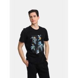 Ανδρικό T-shirt PACO&CO 2431047 BLACK Κανονική γραμμή- Cotton