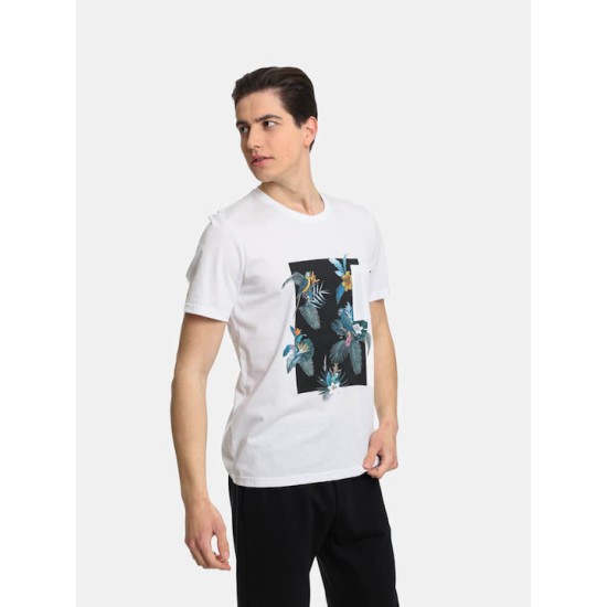 Ανδρικό T-shirt PACO&CO 2431047 WHITE Κανονική γραμμή- Cotton