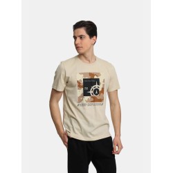 Ανδρικό T-shirt PACO&CO 2431046 BEIGE Κανονική γραμμή 