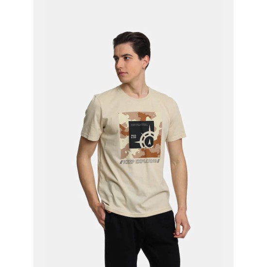 Ανδρικό T-shirt PACO&CO 2431046 BEIGE Κανονική γραμμή 