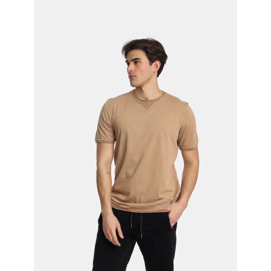 Ανδρικό T-shirt PACO&CO 2431056 CAMEL Κανονική γραμμή 