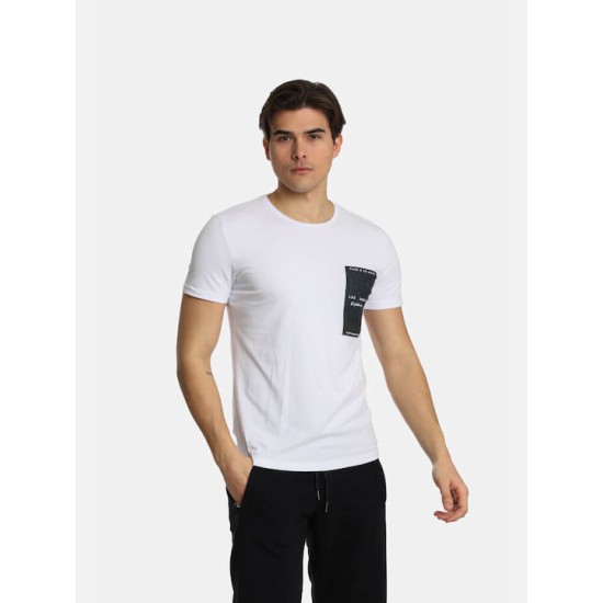 Ανδρικό T-shirt PACO&CO 2431007 WHITE Slim Fit - Cotton