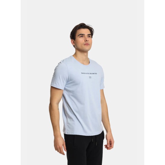 Ανδρικό T-shirt με Λογότυπο PACO&CO 2431031 CIEL-Κανονική γραμμή