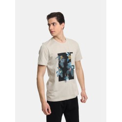 Ανδρικό T-shirt PACO&CO 2431047 BEIGE Κανονική γραμμή- Cotton