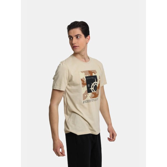 Ανδρικό T-shirt PACO&CO 2431046 BEIGE Κανονική γραμμή 