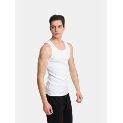 Ανδρικό Αμάνικο T-shirt PACO&CO 2431067 WHITE "Rip" Cotton