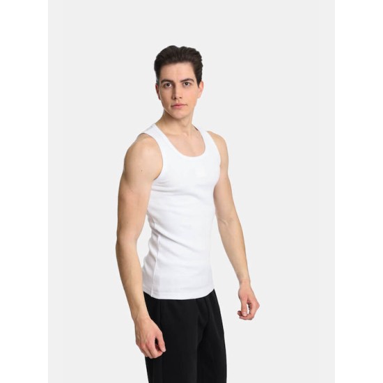 Ανδρικό Αμάνικο T-shirt PACO&CO 2431067 WHITE "Rip" Cotton