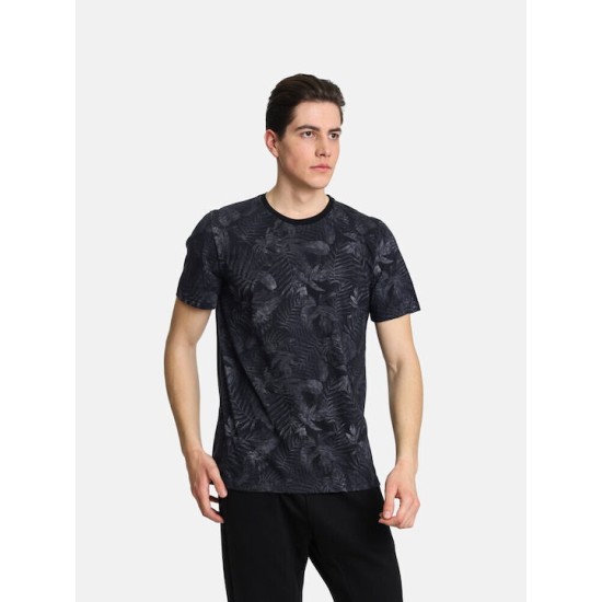Ανδρικό T-shirt με allover τύπωμα PACO&CO 2431063 BLACK
