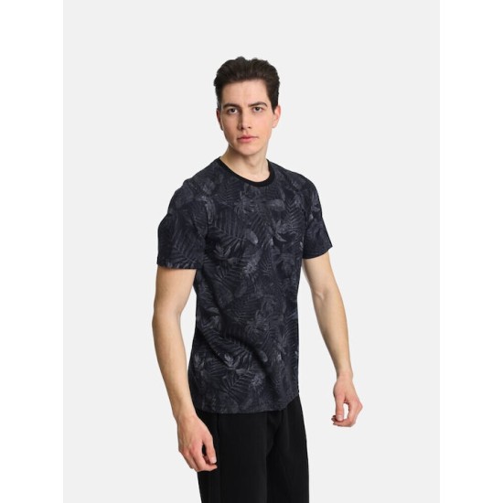 Ανδρικό T-shirt με allover τύπωμα PACO&CO 2431063 BLACK