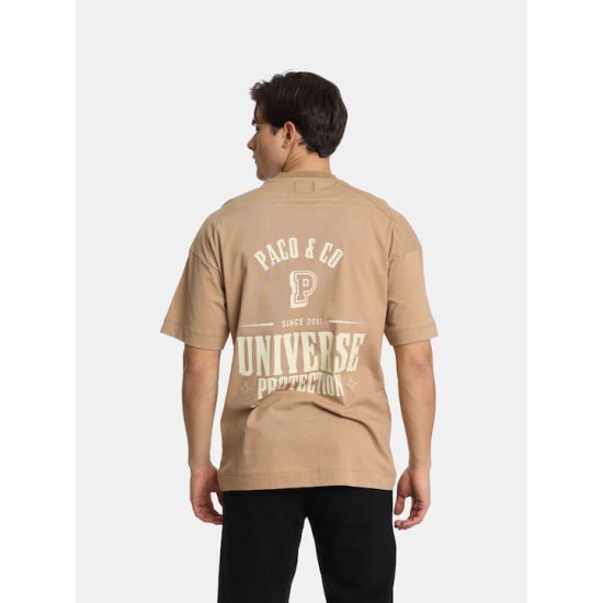 Ανδρικό oversized κοντομάνικο PACO&CO 2431079 CAMEL