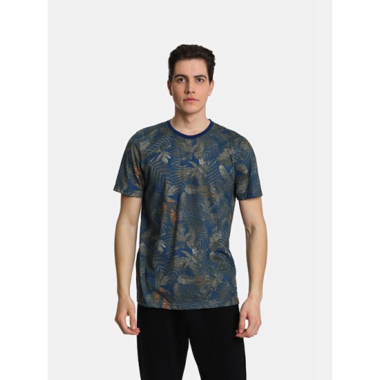 Ανδρικό T-shirt με allover τύπωμα PACO&CO 2431063 KHAKI