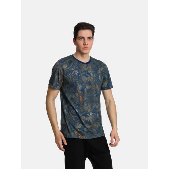 Ανδρικό T-shirt με allover τύπωμα PACO&CO 2431063 KHAKI