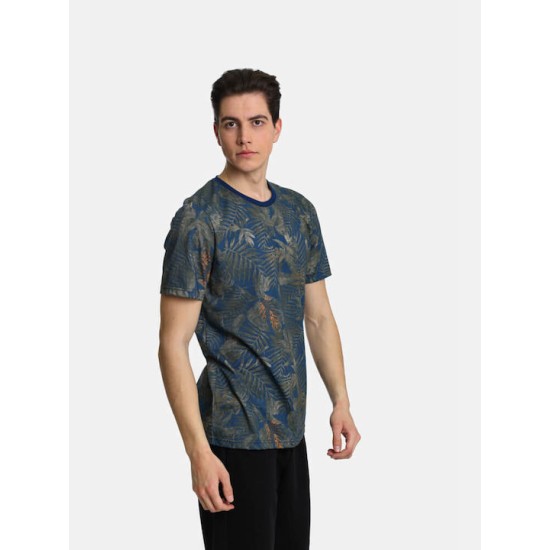 Ανδρικό T-shirt με allover τύπωμα PACO&CO 2431063 KHAKI