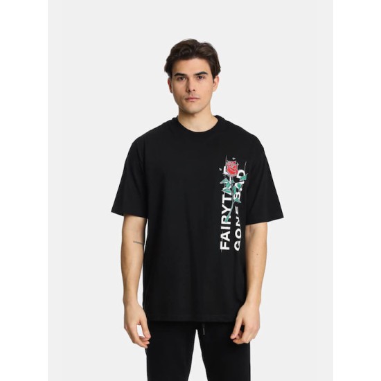 Ανδρικό Oversized T-shirt PACO&CO 2431076 BLACK-Cotton