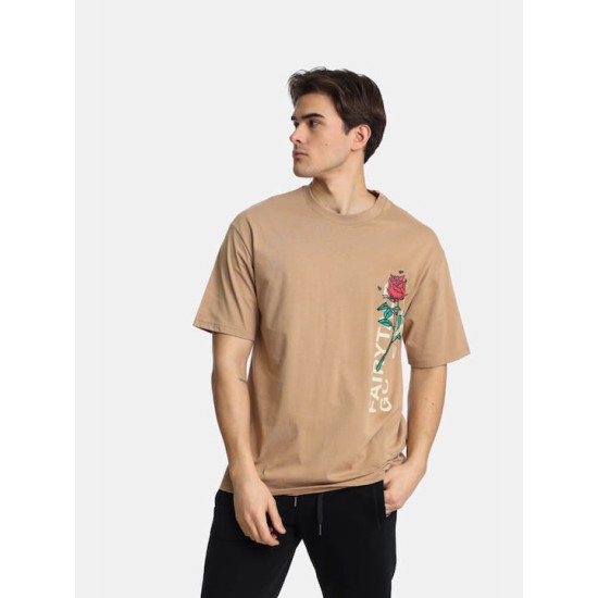 Ανδρικό Oversized T-shirt PACO&CO 2431076 CAMEL-Cotton