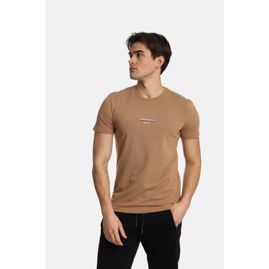Ανδρικό T-shirt PACO&CO 2431002 CAMEL Slim Fit