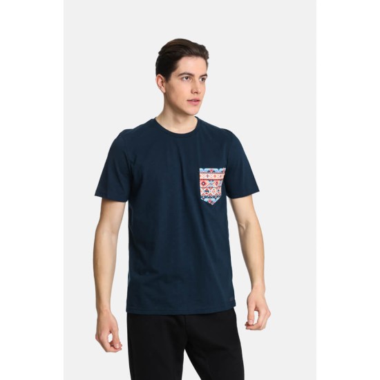 Ανδρικό T-shirt PACO&CO 2431025 NAVY Κανονική γραμμή - Cotton 