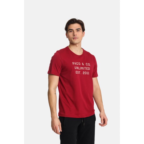 Ανδρικό T-shirt PACO&CO 2431033 RED Κανονική γραμμή