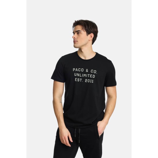 Ανδρικό T-shirt PACO&CO 2431033 BLACK Κανονική γραμμή