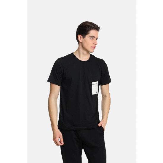 Ανδρικό T-shirt PACO&CO 2431042 BLACK Κανονική γραμμή- Cotton