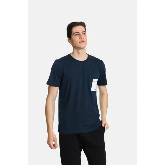 Ανδρικό T-shirt PACO&CO 2431042 NAVY Κανονική γραμμή- Cotton