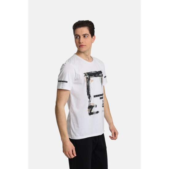Ανδρικό T-shirt PACO&CO 2431044 WHITE Κανονική γραμμή- Cotton