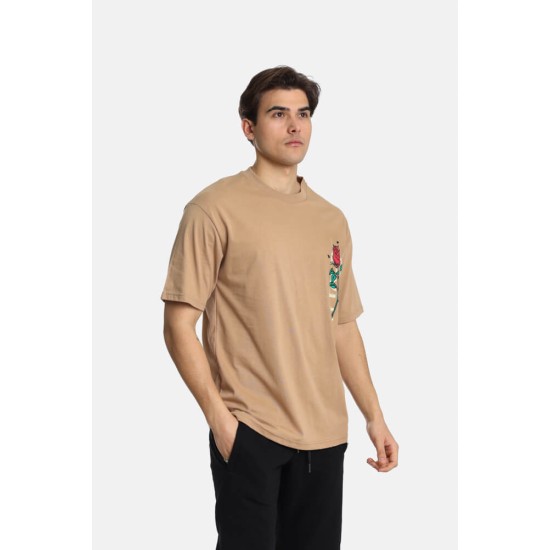 Ανδρικό Oversized T-shirt PACO&CO 2431076 CAMEL-Cotton
