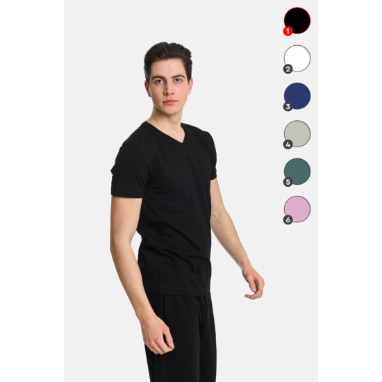 Ανδρικό T-shirt PACO&CO 2431811 BLACK Slim Fit- Lycra