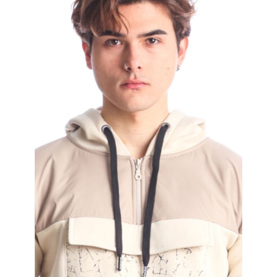 PACO&CO 2288882 BEIGE Ανδρικό φούτερ με κουκούλα 