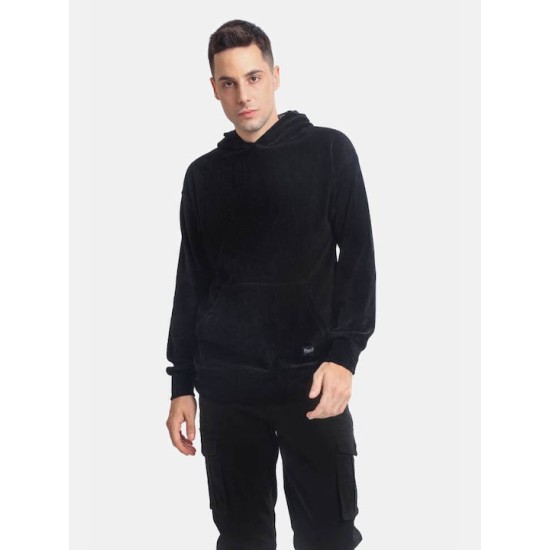 PACO&CO 2381087 BLACK Κοτλέ φούτερ με κουκούλα