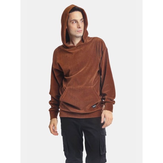 PACO&CO 2381087 CAMEL Κοτλέ φούτερ με κουκούλα