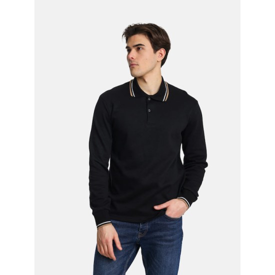 PACO&CO 2481090 BLACK Ανδρικό μακρυμάνικο Polo