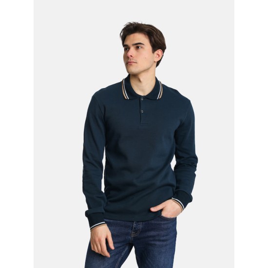 PACO&CO 2481090 NAVY Ανδρικό μακρυμάνικο Polo