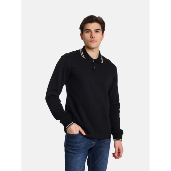 PACO&CO 2481090 BLACK Ανδρικό μακρυμάνικο Polo
