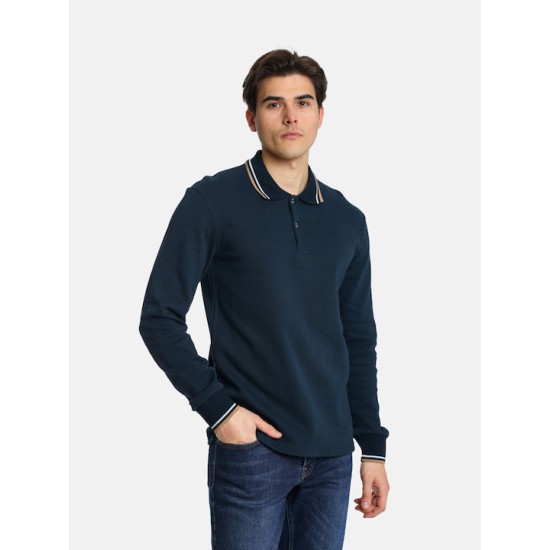 PACO&CO 2481090 NAVY Ανδρικό μακρυμάνικο Polo