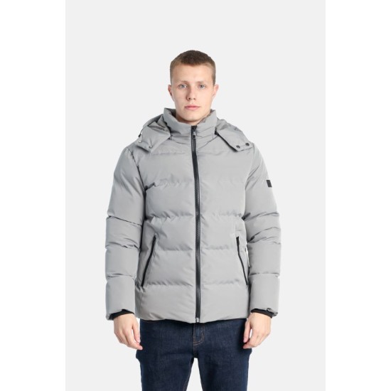 PACO&CO 2598219 GREY Ανδρικό puffer με αποσπώμενη κουκούλα