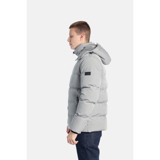 PACO&CO 2598219 GREY Ανδρικό puffer με αποσπώμενη κουκούλα