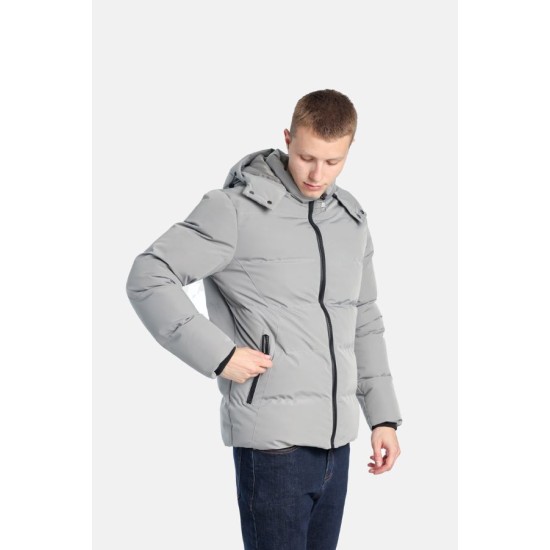 PACO&CO 2598219 GREY Ανδρικό puffer με αποσπώμενη κουκούλα