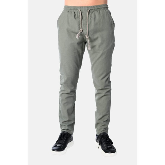 PACO&CO 2548305 KHAKI Ανδρική Λινή παντελόνα 