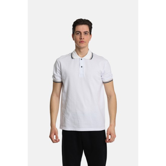 Ανδρική Μπλούζα Polo PACO&CO 2431090 WHITE - Κανονική γραμμή