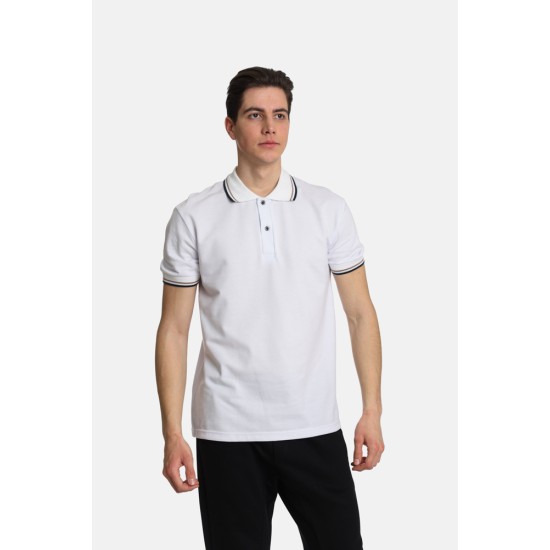 Ανδρική Μπλούζα Polo PACO&CO 2431090 WHITE - Κανονική γραμμή