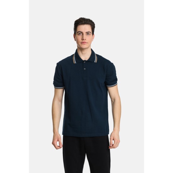 Ανδρική Μπλούζα Polo PACO&CO 2431090 NAVY Κανονική γραμμή
