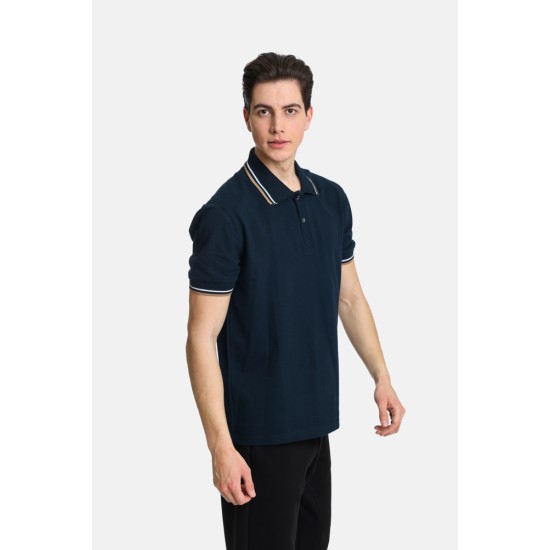 Ανδρική Μπλούζα Polo PACO&CO 2431090 NAVY Κανονική γραμμή