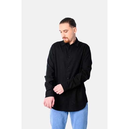 PACO&CO 2548522 BLACK Ανδρική Λινή πουκαμίσα