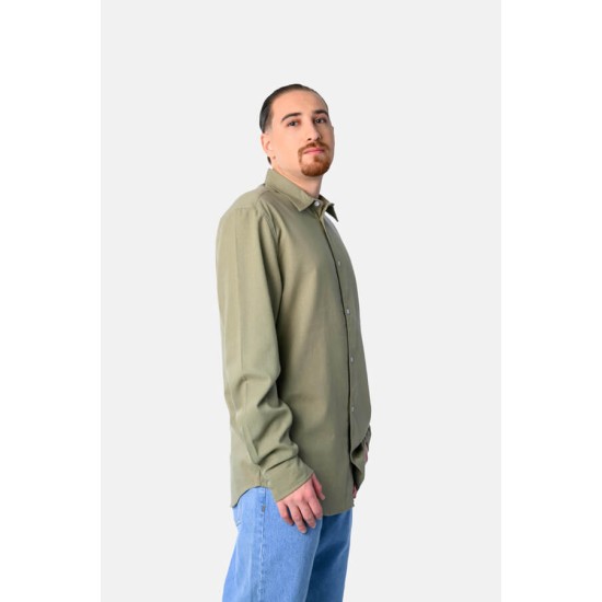 PACO&CO 2548522 KHAKI Ανδρική Λινή πουκαμίσα