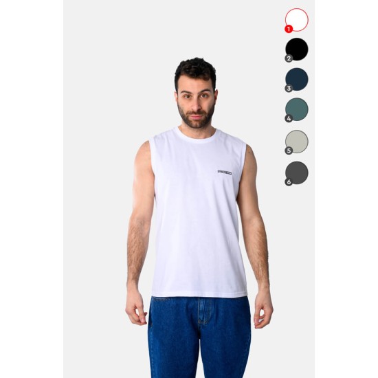 Ανδρικό Aμάνικο T-shirt PACO&CO 2431804 WHITE