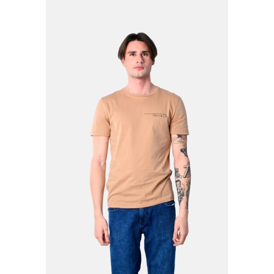 Ανδρικό T-shirt PACO&CO 2531002 CAMEL Slim Fit