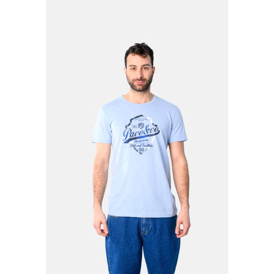 Ανδρικό T-shirt PACO&CO 2531019 CIEL Κανονική γραμμή- Cotton