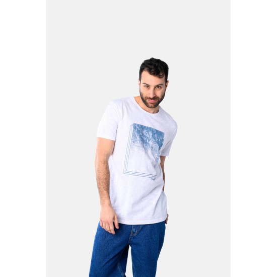 Ανδρικό T-shirt PACO&CO 2531020 WHITE Κανονική γραμμή- Cotton