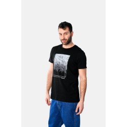 Ανδρικό T-shirt PACO&CO 2531020 BLACK Κανονική γραμμή- Cotton